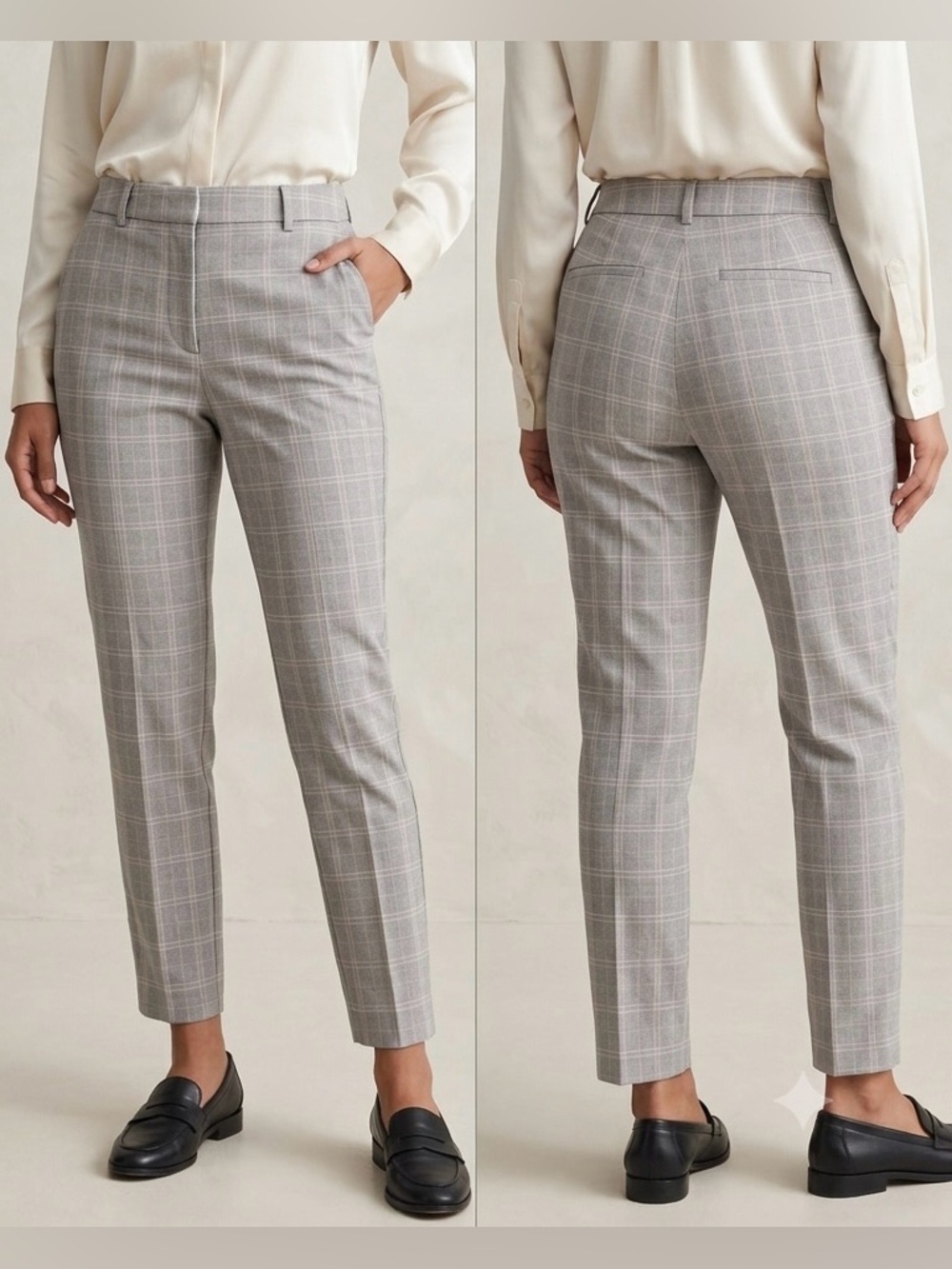 Express Gray Plaid Cropped Trousers